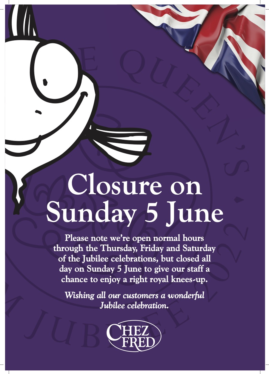 We will be closed on Sunday 5th June